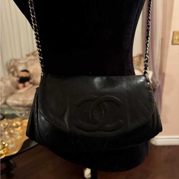 Authentic CHANEL CC Monogram Half Moon Lambskin WOC Flap Bag - Picture 13 of 13